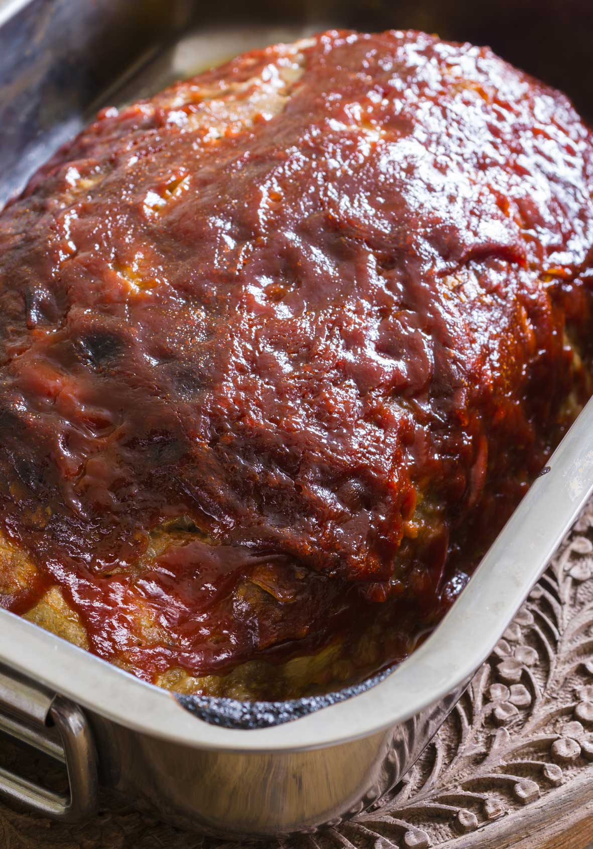 bison meatloaf in a pan