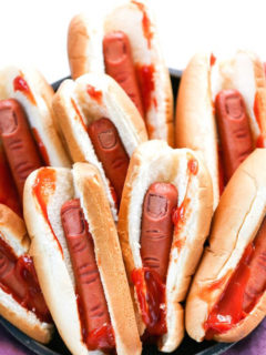 Finger shaped hotdogs for halloween