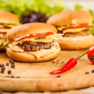 bison sliders on a wood board