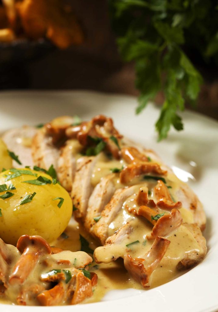 Pheasant in Cream Sauce with Almonds and Mushrooms - Cooking Buffalo